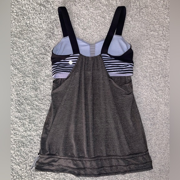 Lululemon Run: Back On Track Tank Black/Classic Stripe Polar Haze Size 6 - Picture 5 of 5